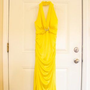 Bright Yellow Floor-Length Prom Dress